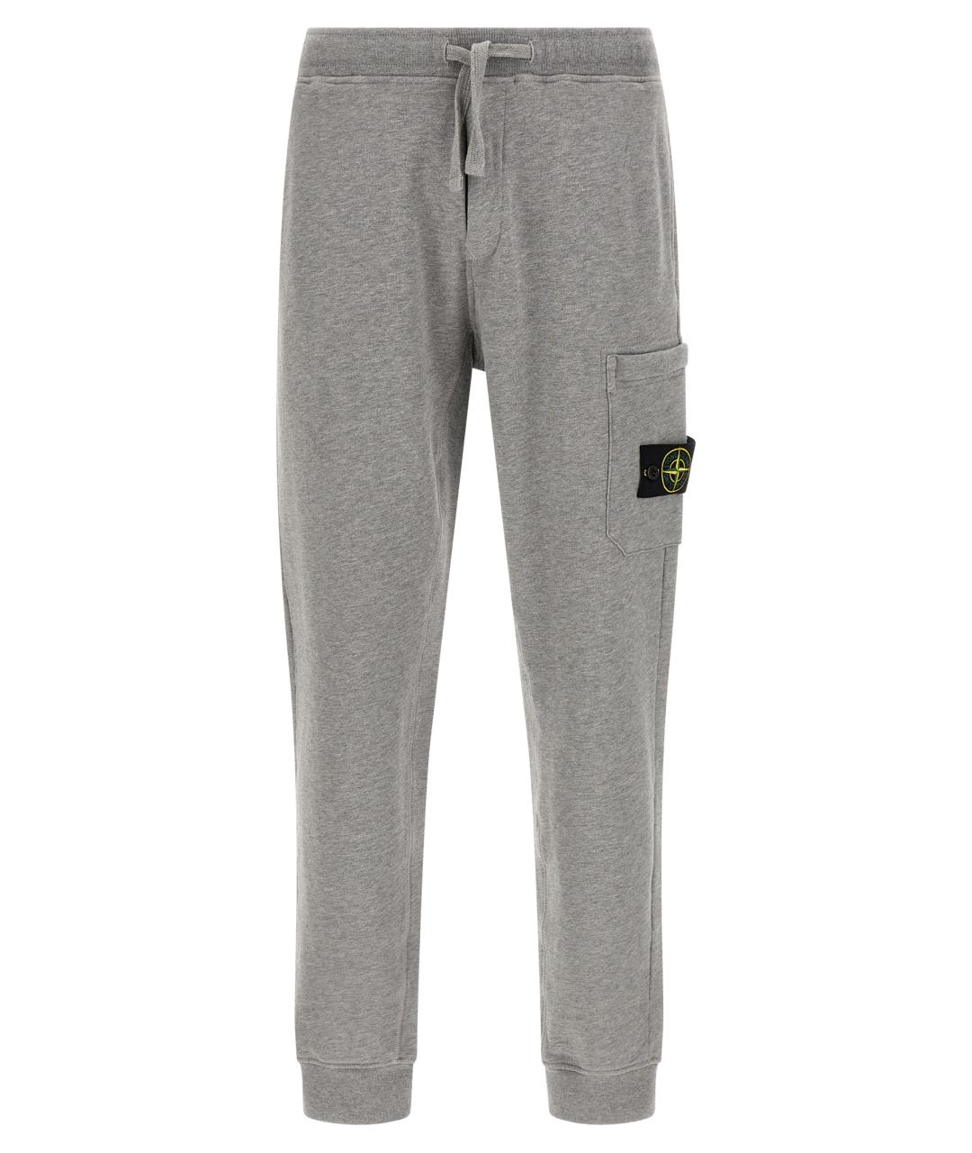 STONE ISLAND Серые хлопковые повседневные брюки, фото 1