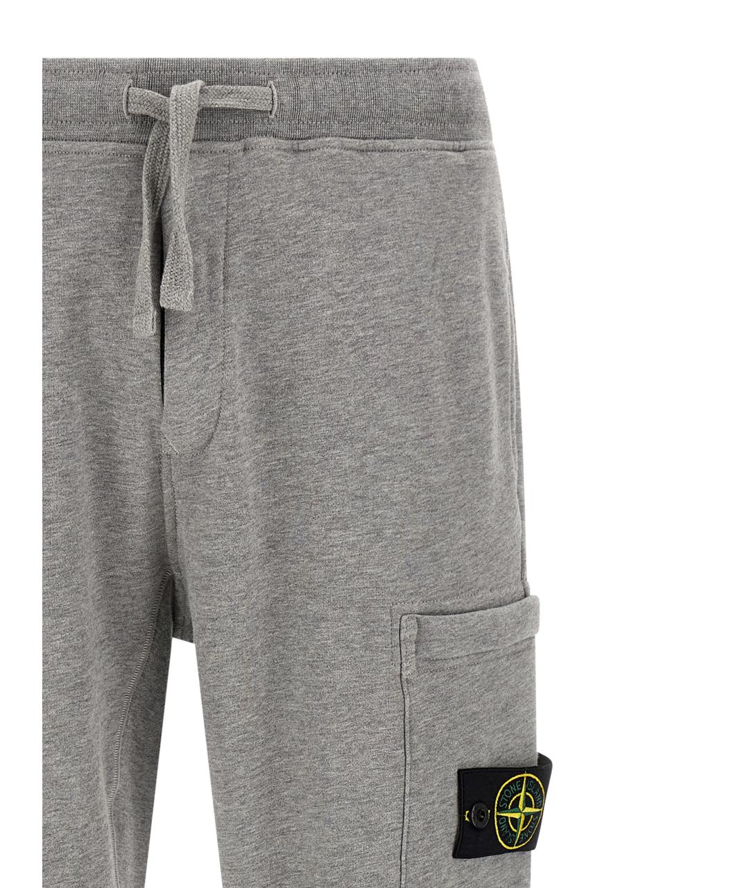 STONE ISLAND Серые хлопковые повседневные брюки, фото 3