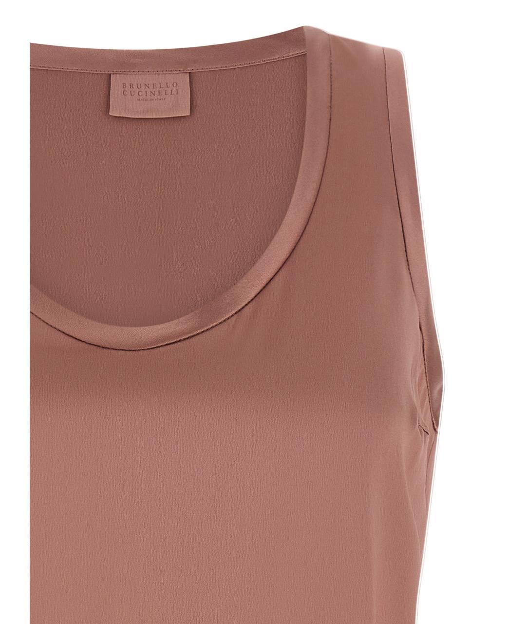 BRUNELLO CUCINELLI Розовая шелковая майка, фото 3