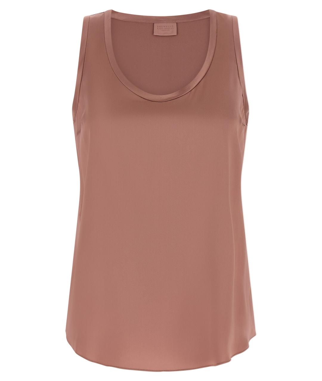 BRUNELLO CUCINELLI Розовая шелковая майка, фото 1