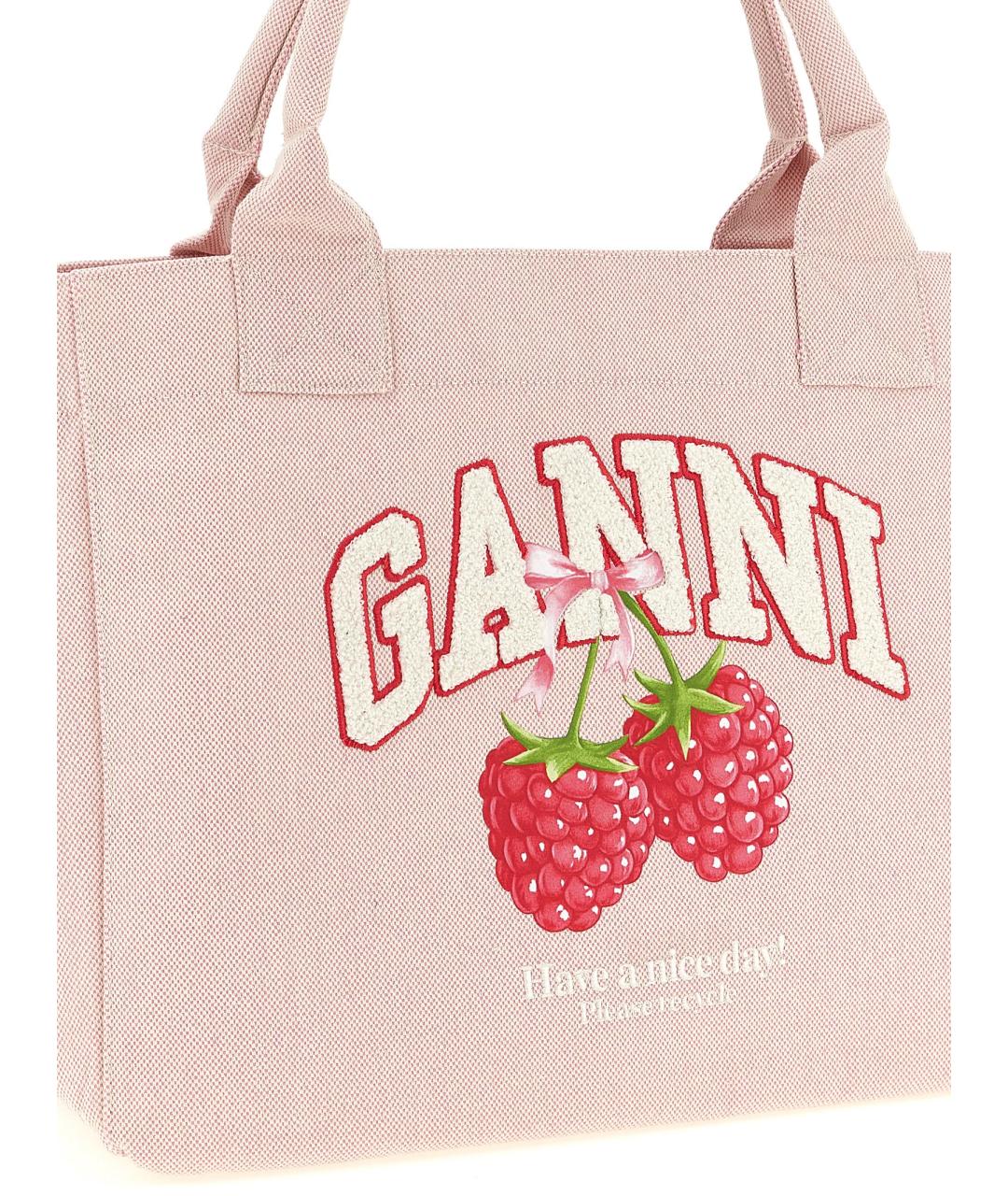 GANNI Розовая синтетическая сумка тоут, фото 3