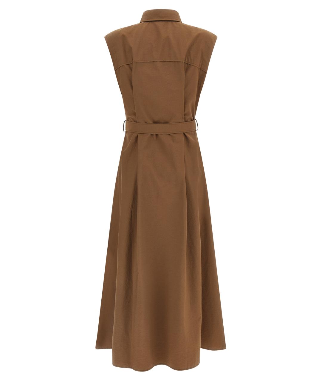BRUNELLO CUCINELLI Коричневое хлопковое платье, фото 2