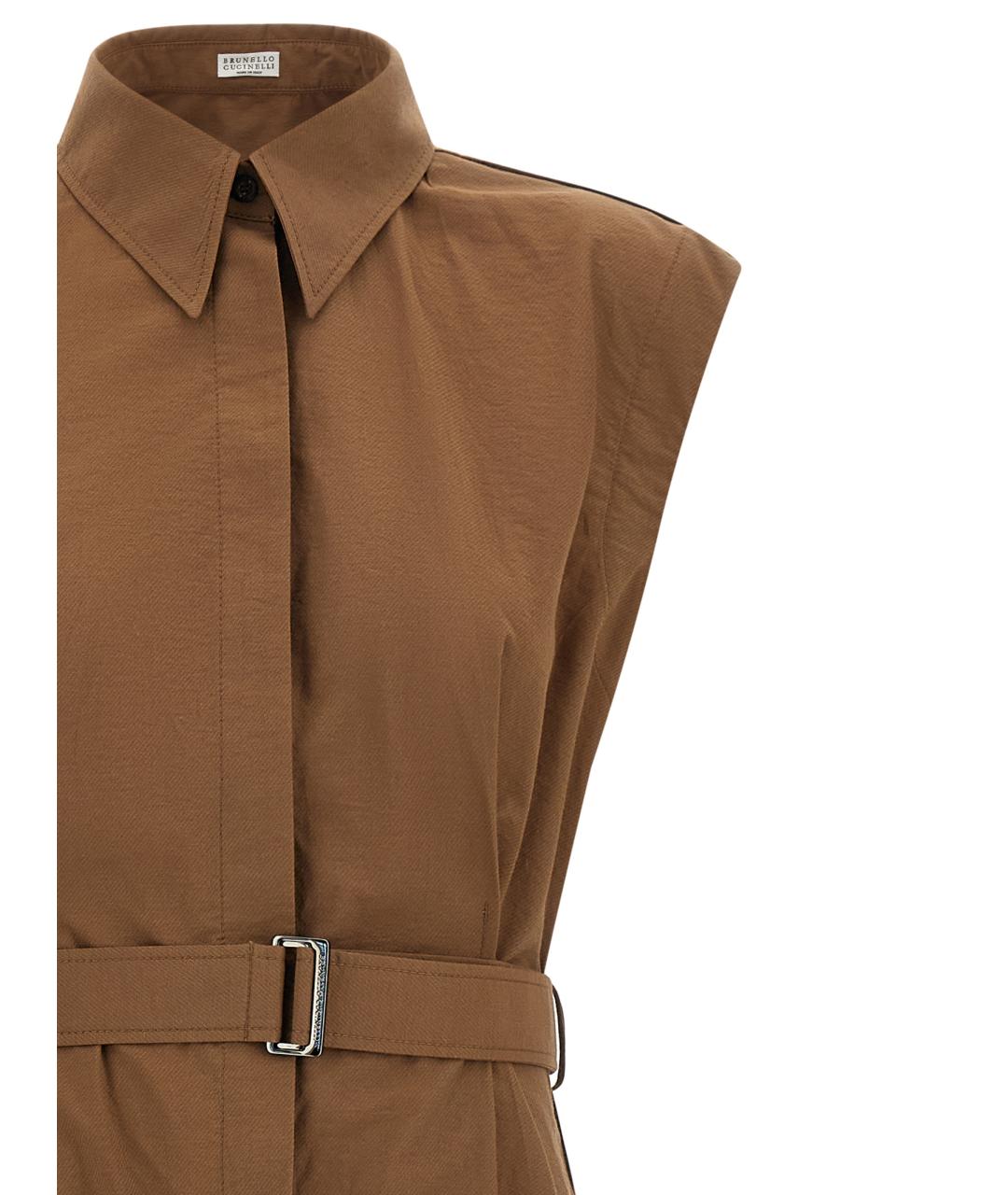 BRUNELLO CUCINELLI Коричневое хлопковое платье, фото 3