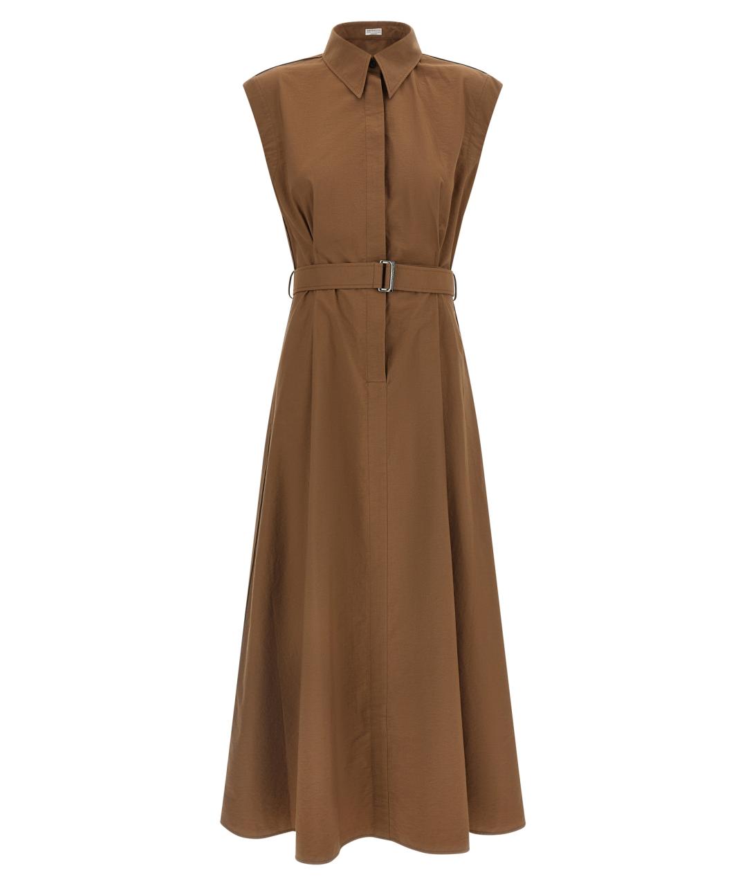 BRUNELLO CUCINELLI Коричневое хлопковое платье, фото 1
