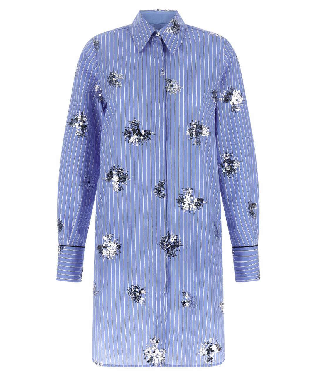 LE TWINS Голубое хлопковое повседневное платье, фото 1