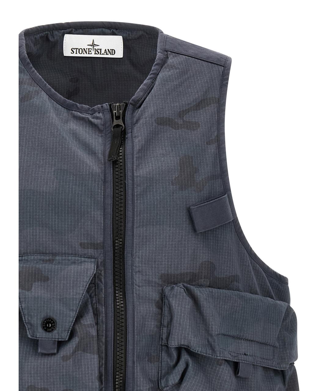 STONE ISLAND Синий хлопковый жилет, фото 3