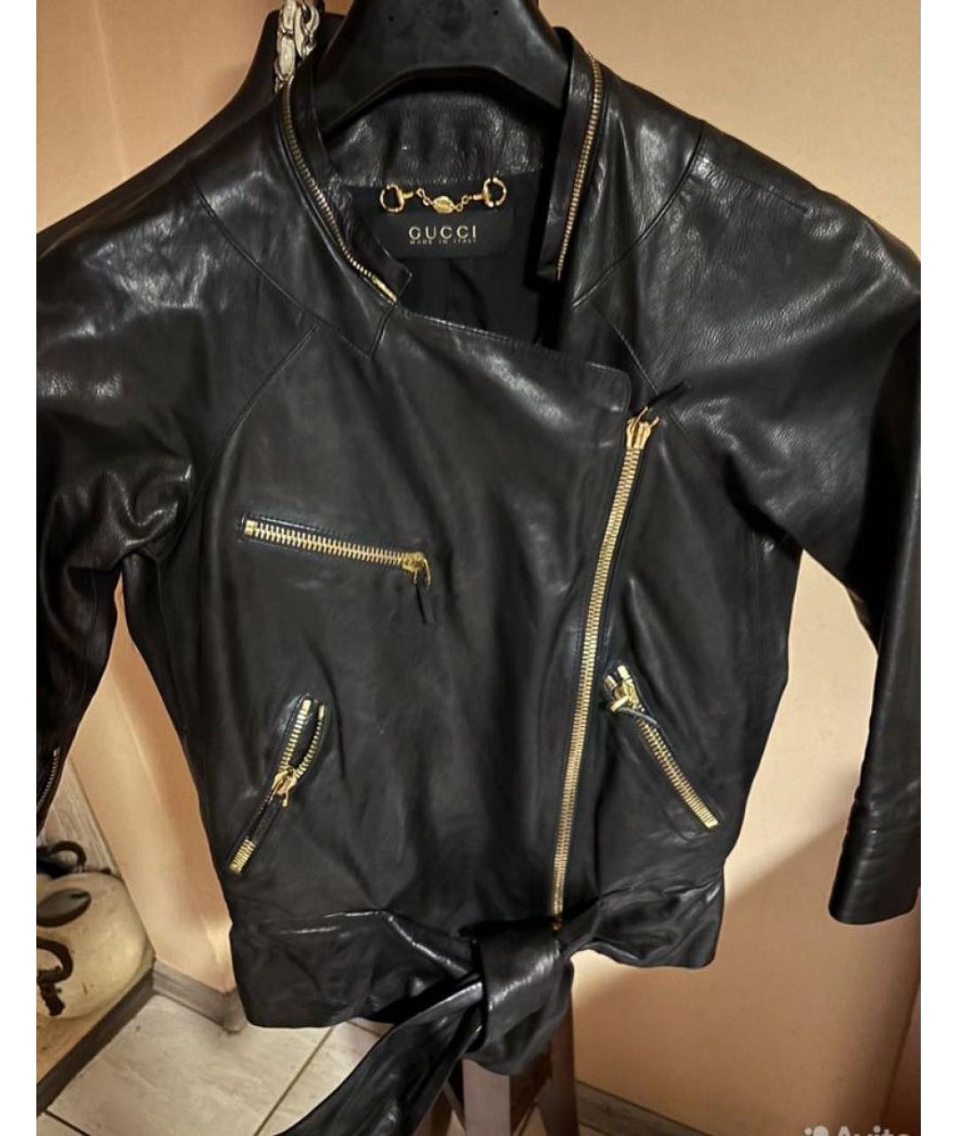 GUCCI Черная кожаная куртка, фото 2