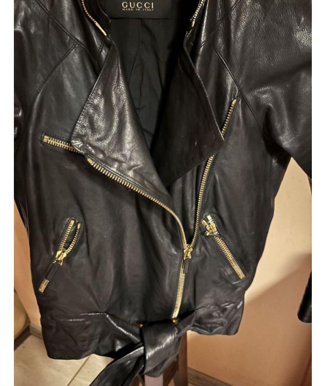 GUCCI Черная кожаная куртка, фото 3