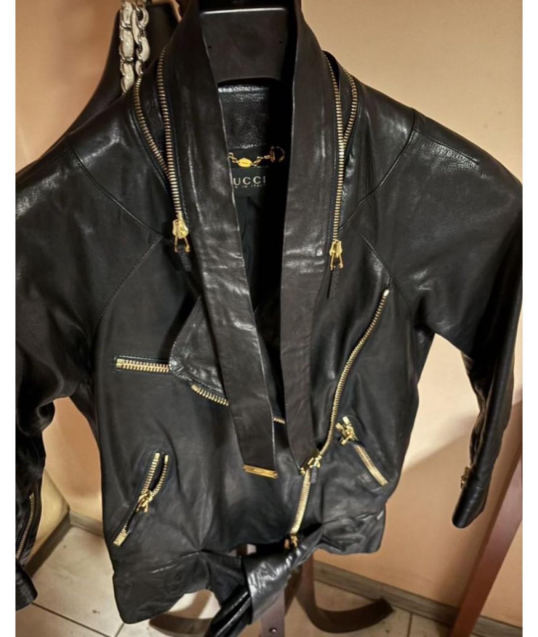 GUCCI Черная кожаная куртка, фото 4