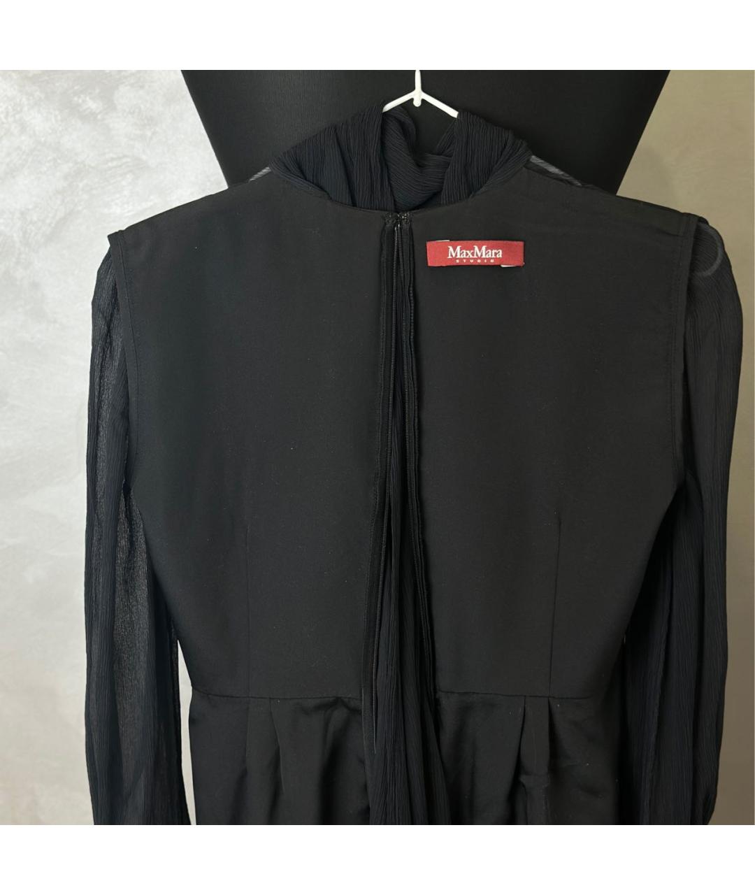 MAX MARA STUDIO Черное шелковое повседневное платье, фото 3