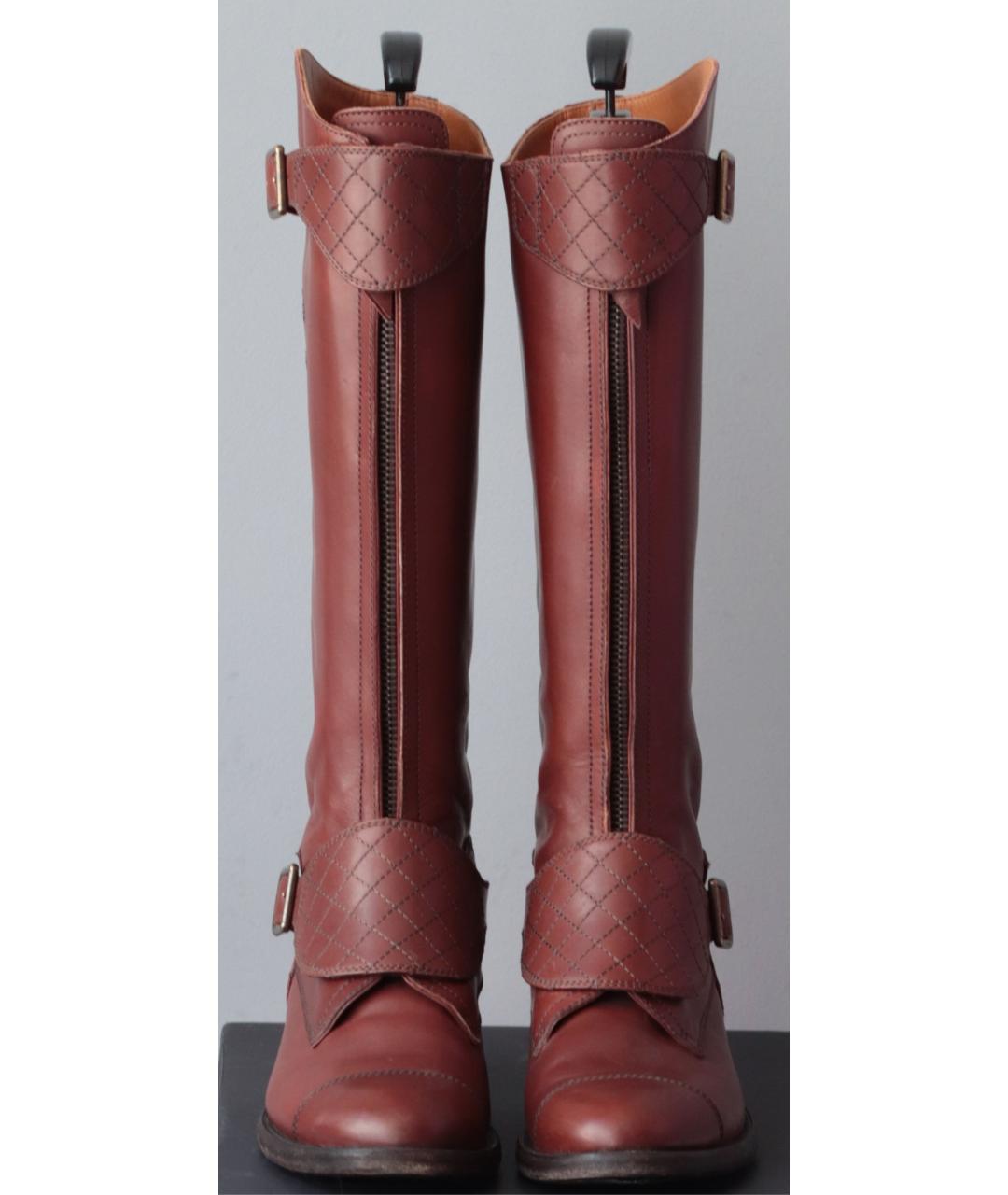 CHANEL Коричневые кожаные сапоги, фото 2