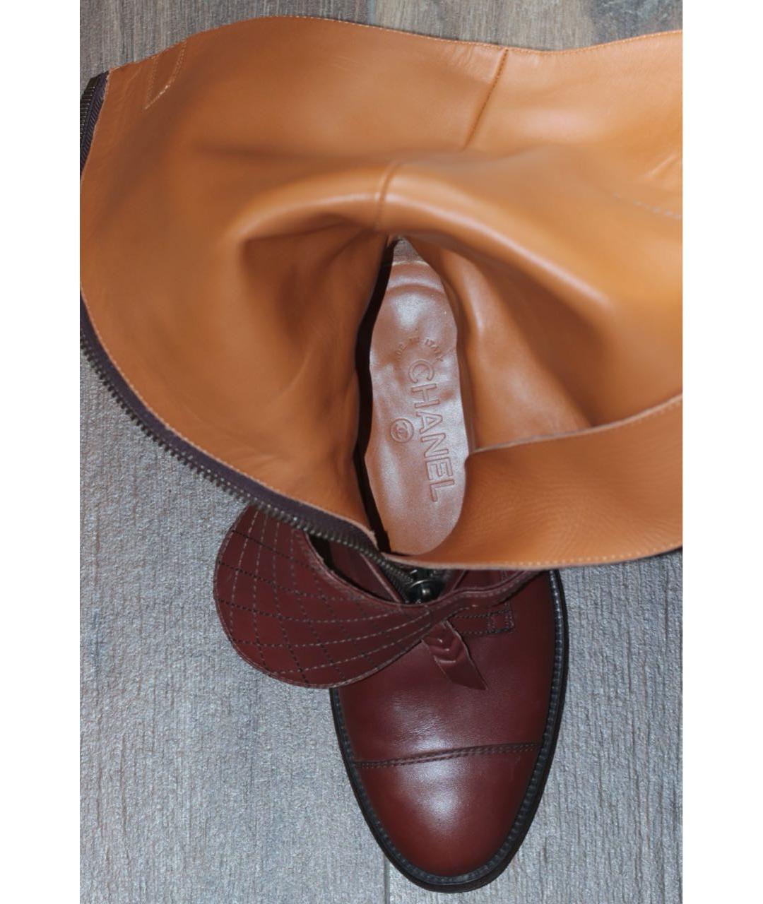 CHANEL Коричневые кожаные сапоги, фото 8