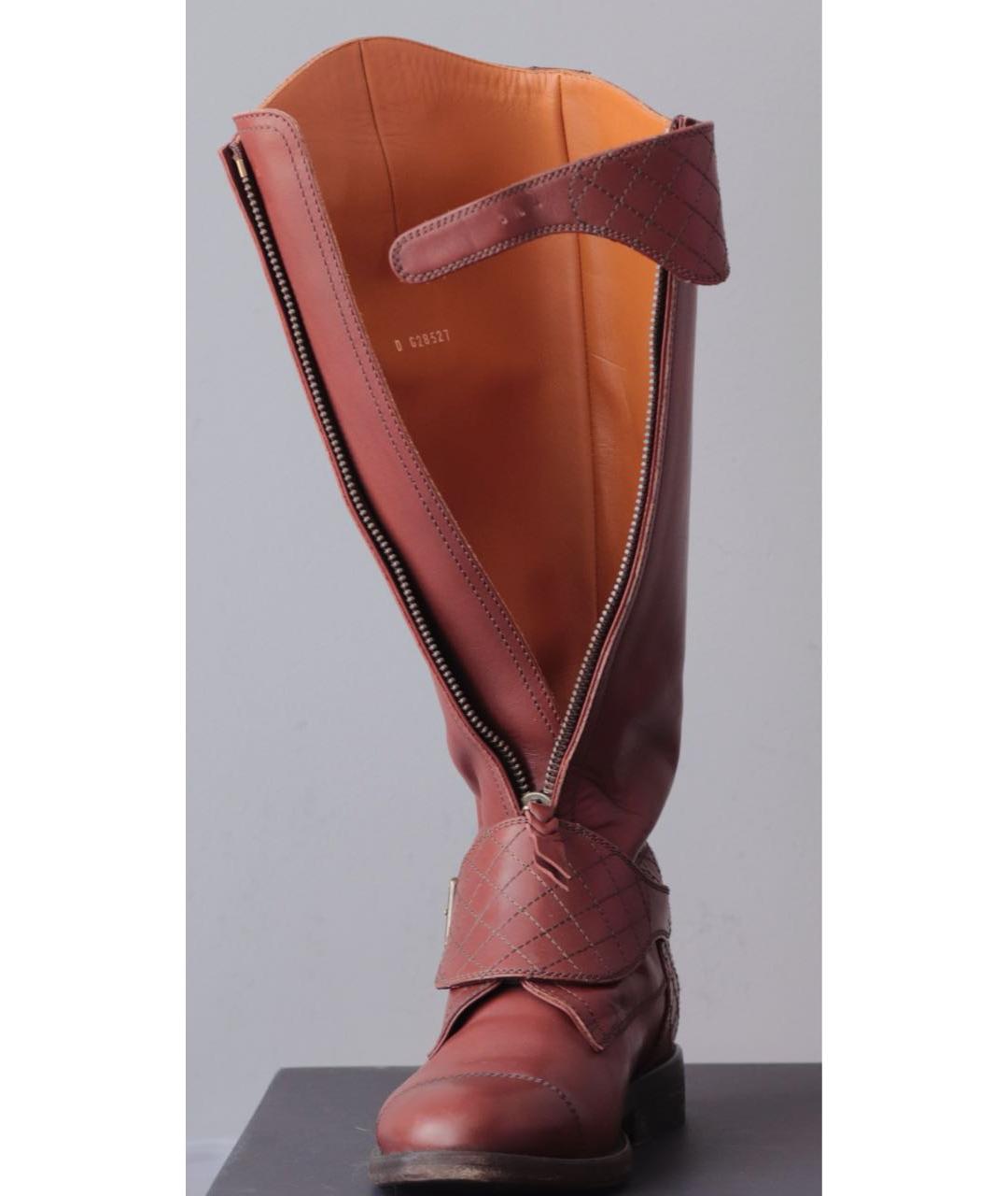 CHANEL Коричневые кожаные сапоги, фото 3
