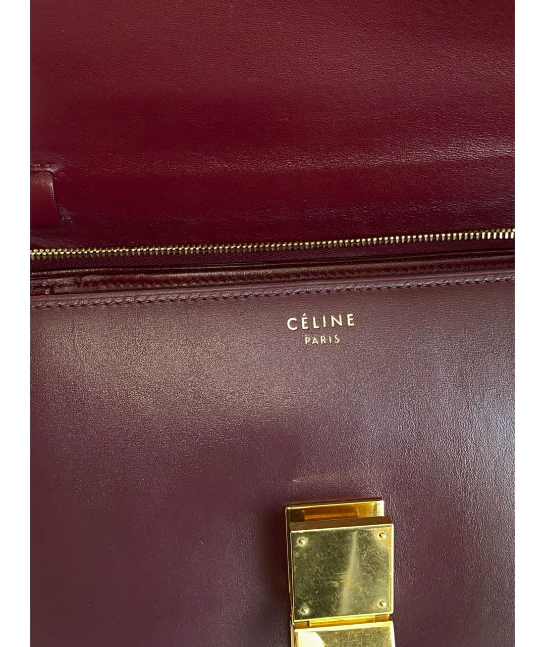 CELINE Бордовая кожаная сумка через плечо, фото 3