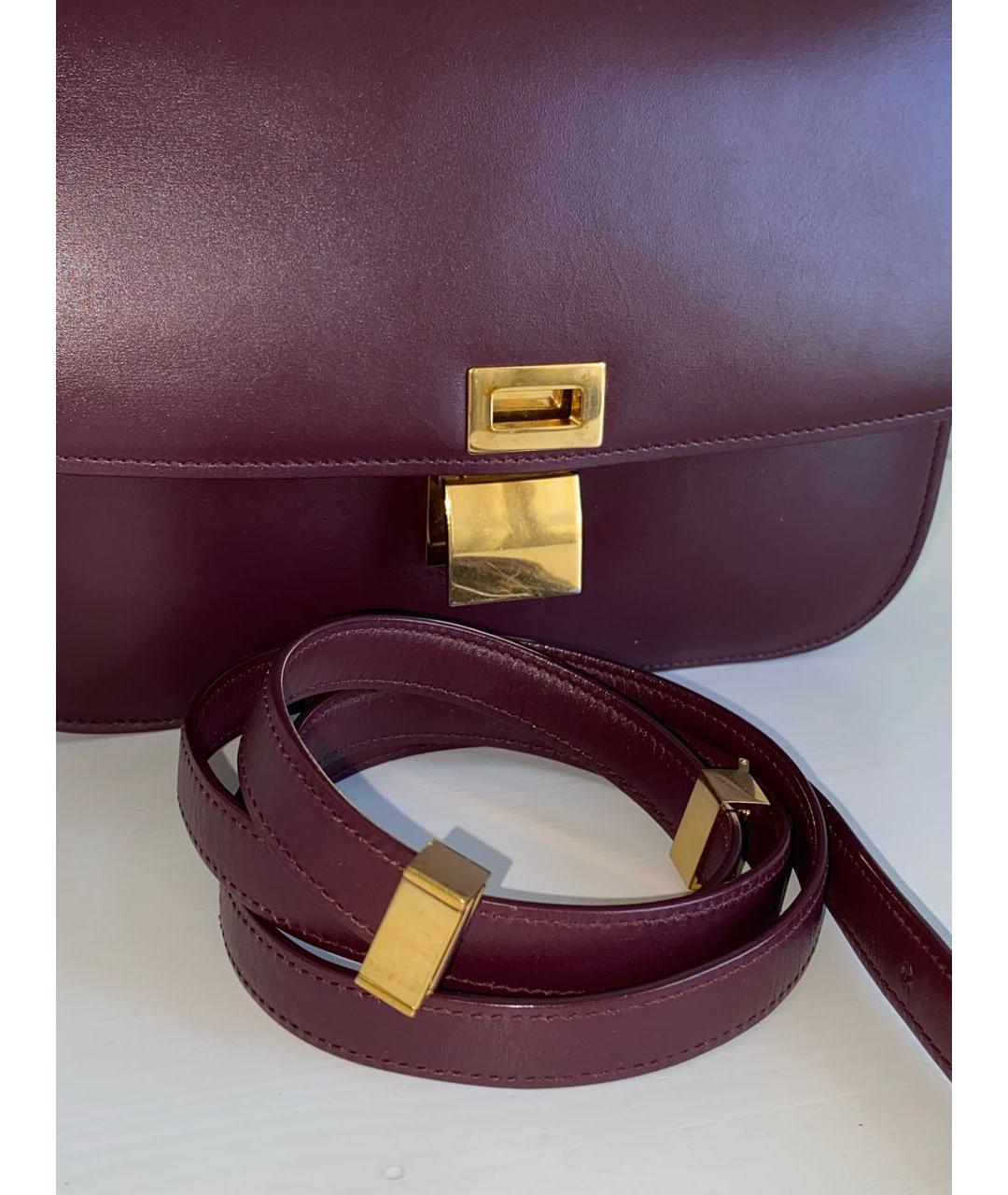 CELINE Бордовая кожаная сумка через плечо, фото 8