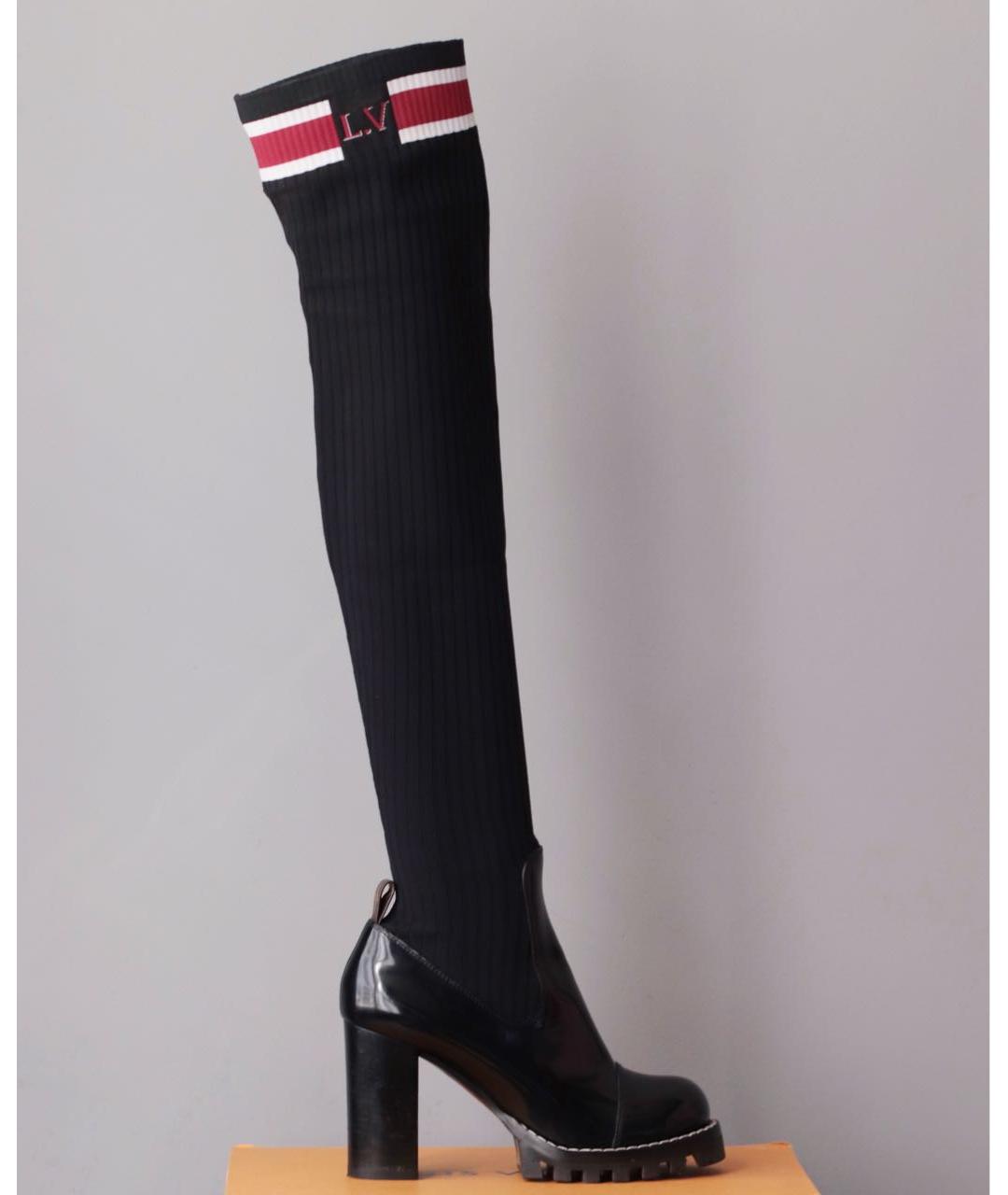 LOUIS VUITTON Черные кожаные ботфорты, фото 5