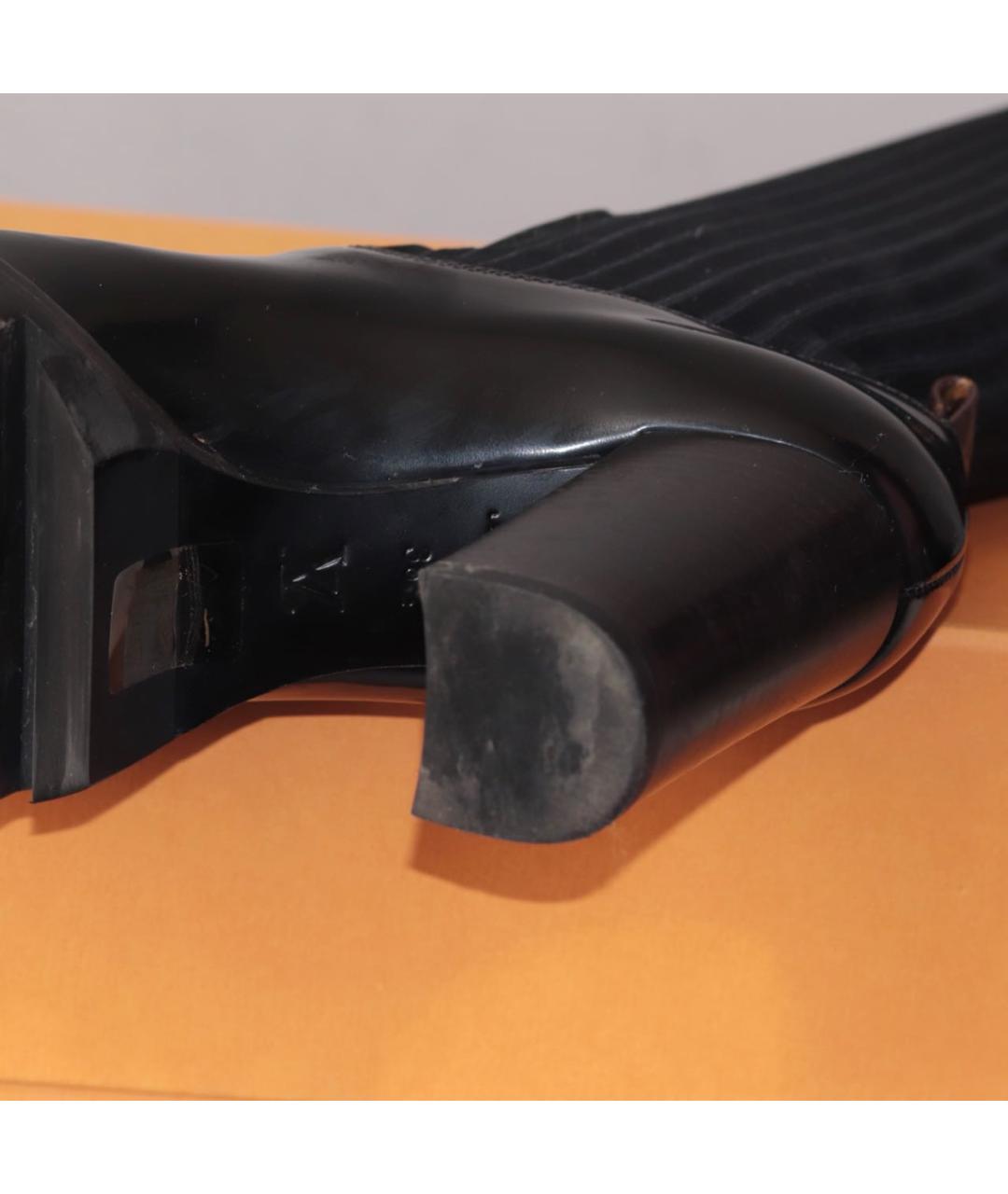 LOUIS VUITTON Черные кожаные ботфорты, фото 8