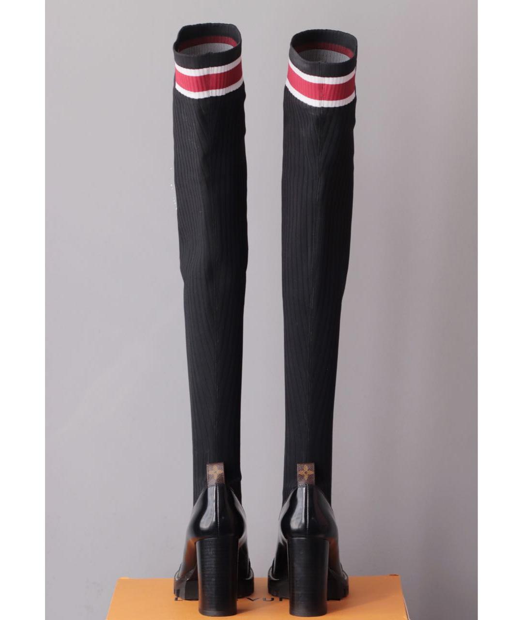 LOUIS VUITTON Черные кожаные ботфорты, фото 4