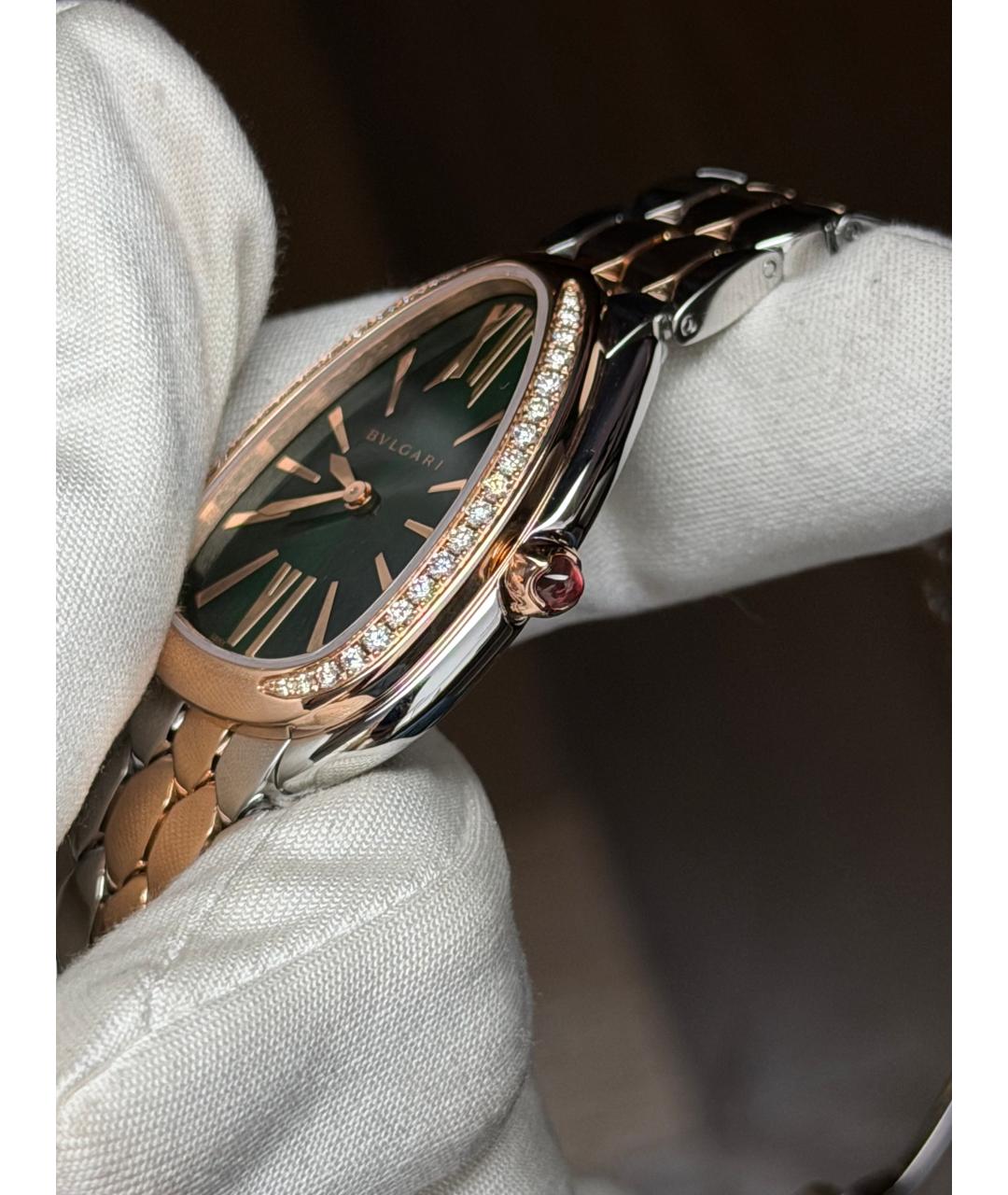 BVLGARI Зеленые часы из розового золота, фото 4