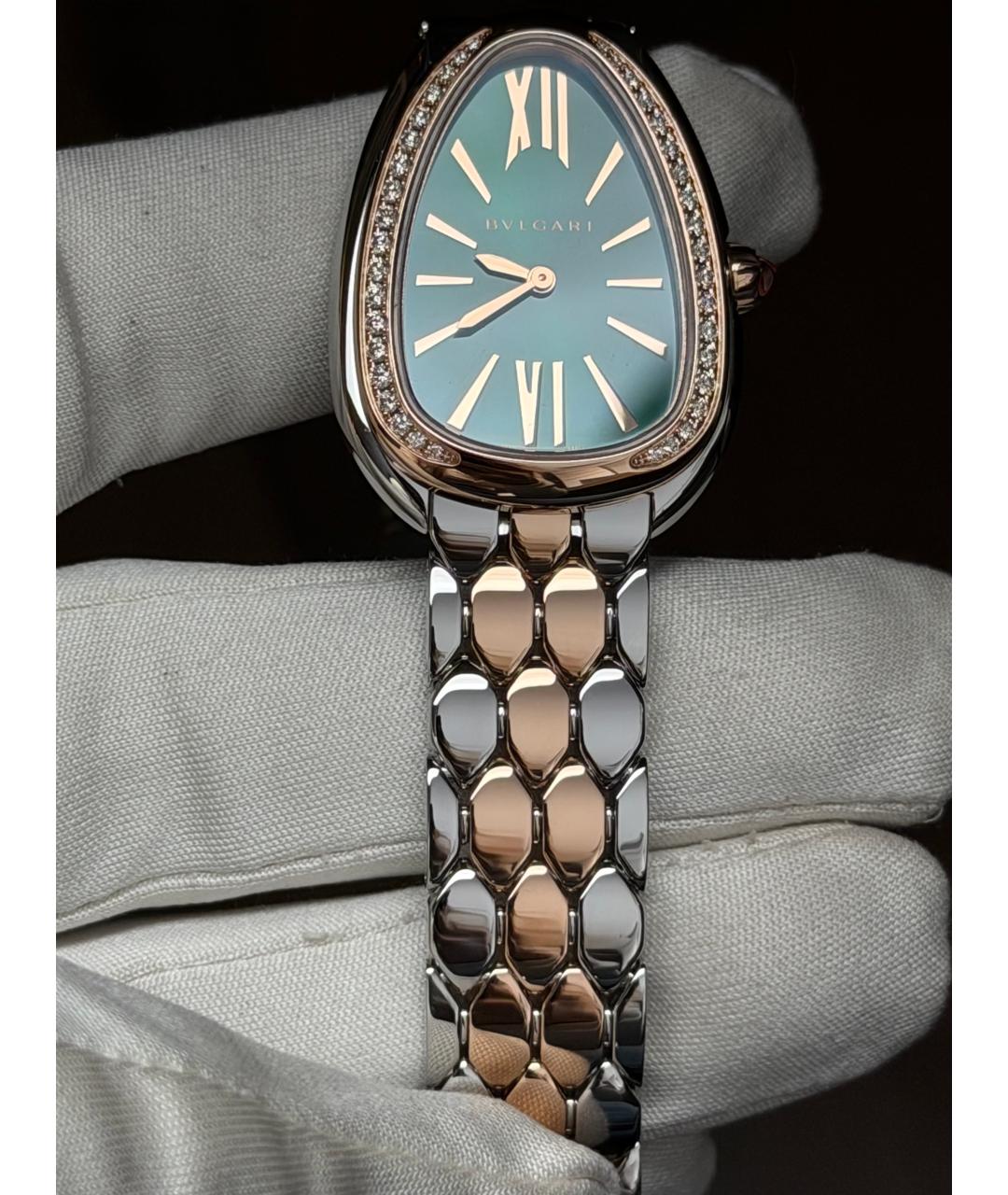 BVLGARI Зеленые часы из розового золота, фото 6