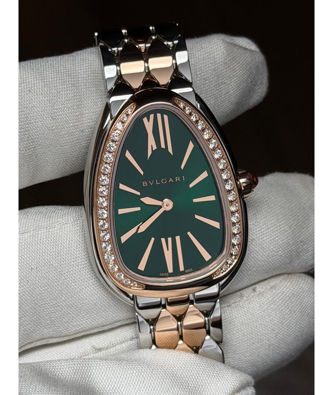 BVLGARI Зеленые часы из розового золота, фото 3