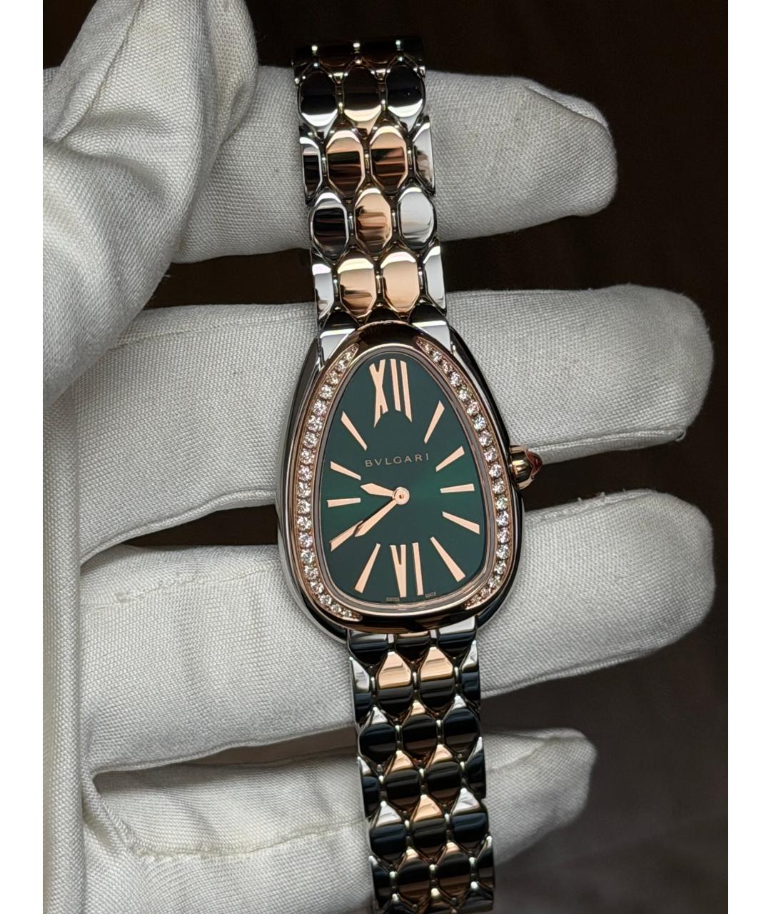 BVLGARI Зеленые часы из розового золота, фото 2