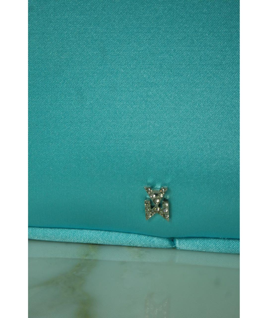 Amina Muaddi Бирюзовая тканевая сумка с короткими ручками, фото 4