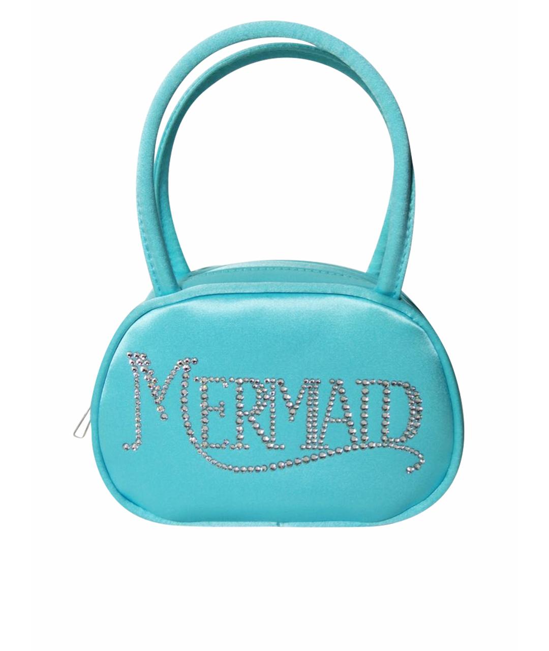 Amina Muaddi Бирюзовая тканевая сумка с короткими ручками, фото 1