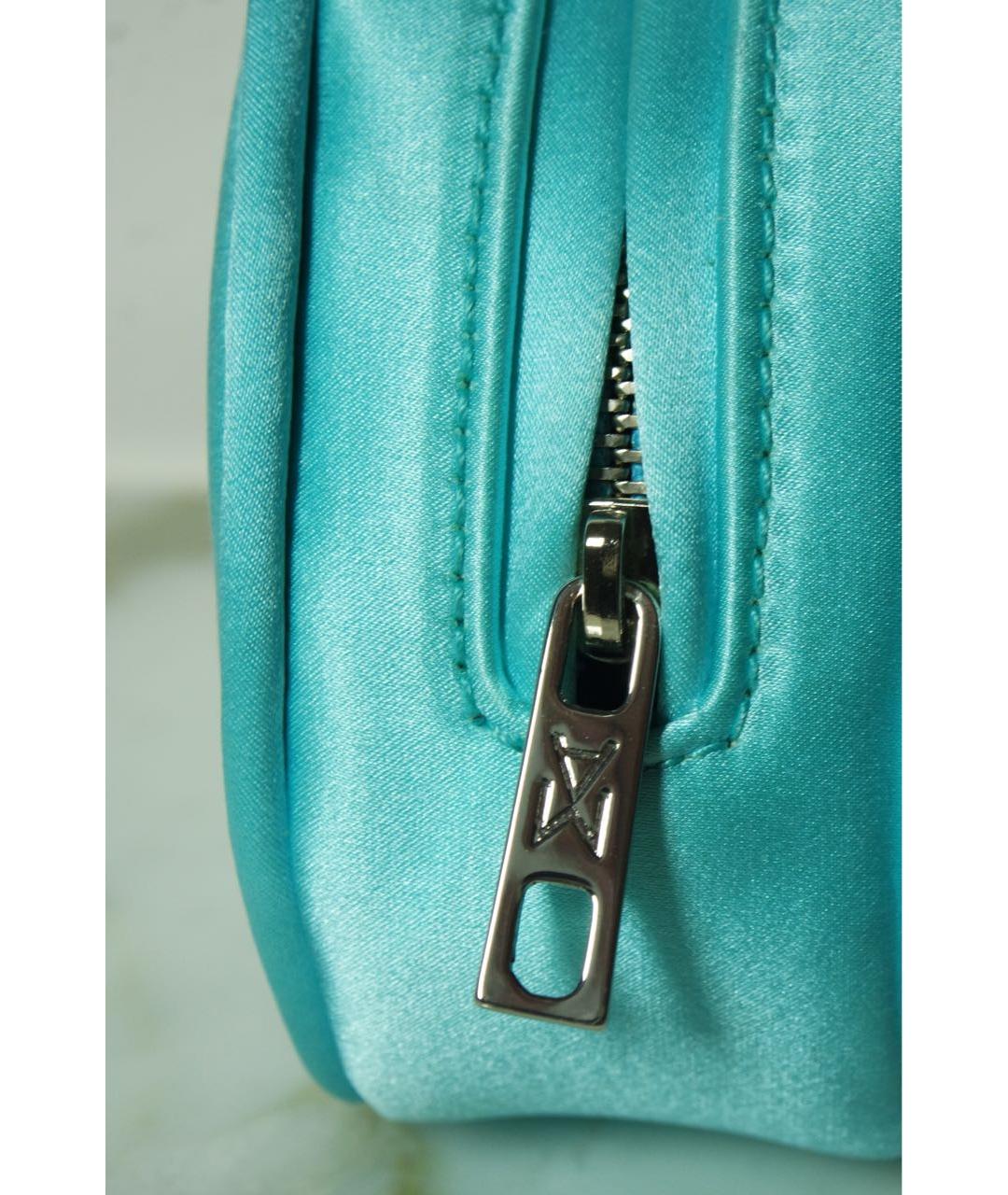 Amina Muaddi Бирюзовая тканевая сумка с короткими ручками, фото 3