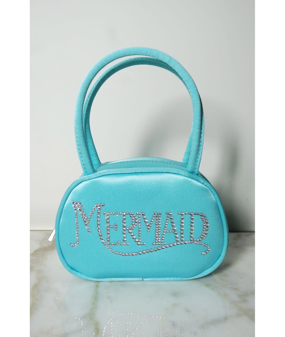 Amina Muaddi Бирюзовая тканевая сумка с короткими ручками, фото 9