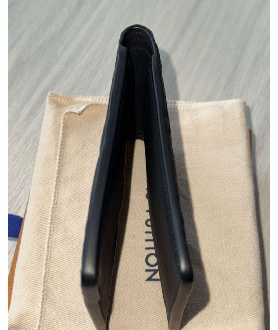 LOUIS VUITTON Черный кожаный кошелек, фото 6