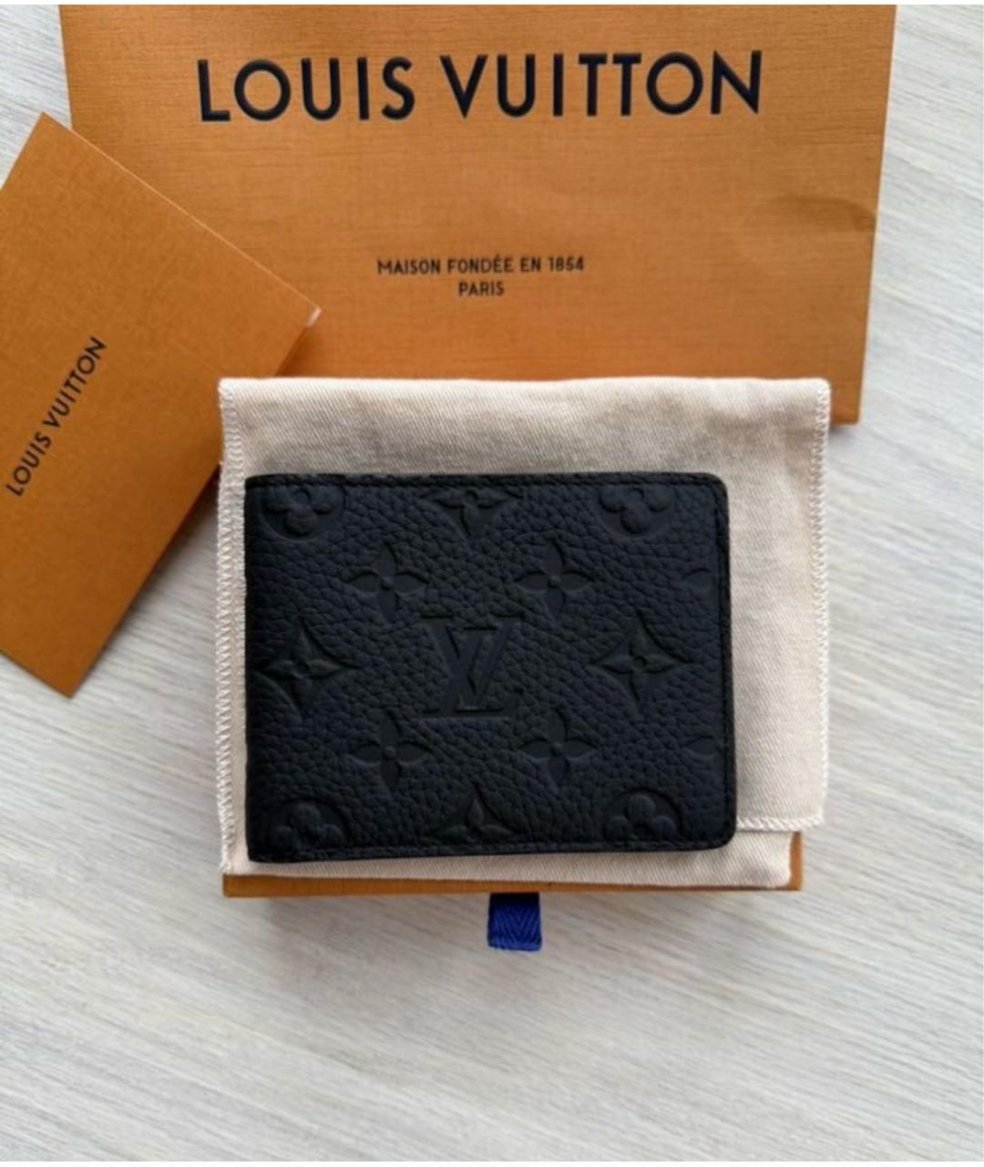 LOUIS VUITTON Черный кожаный кошелек, фото 7