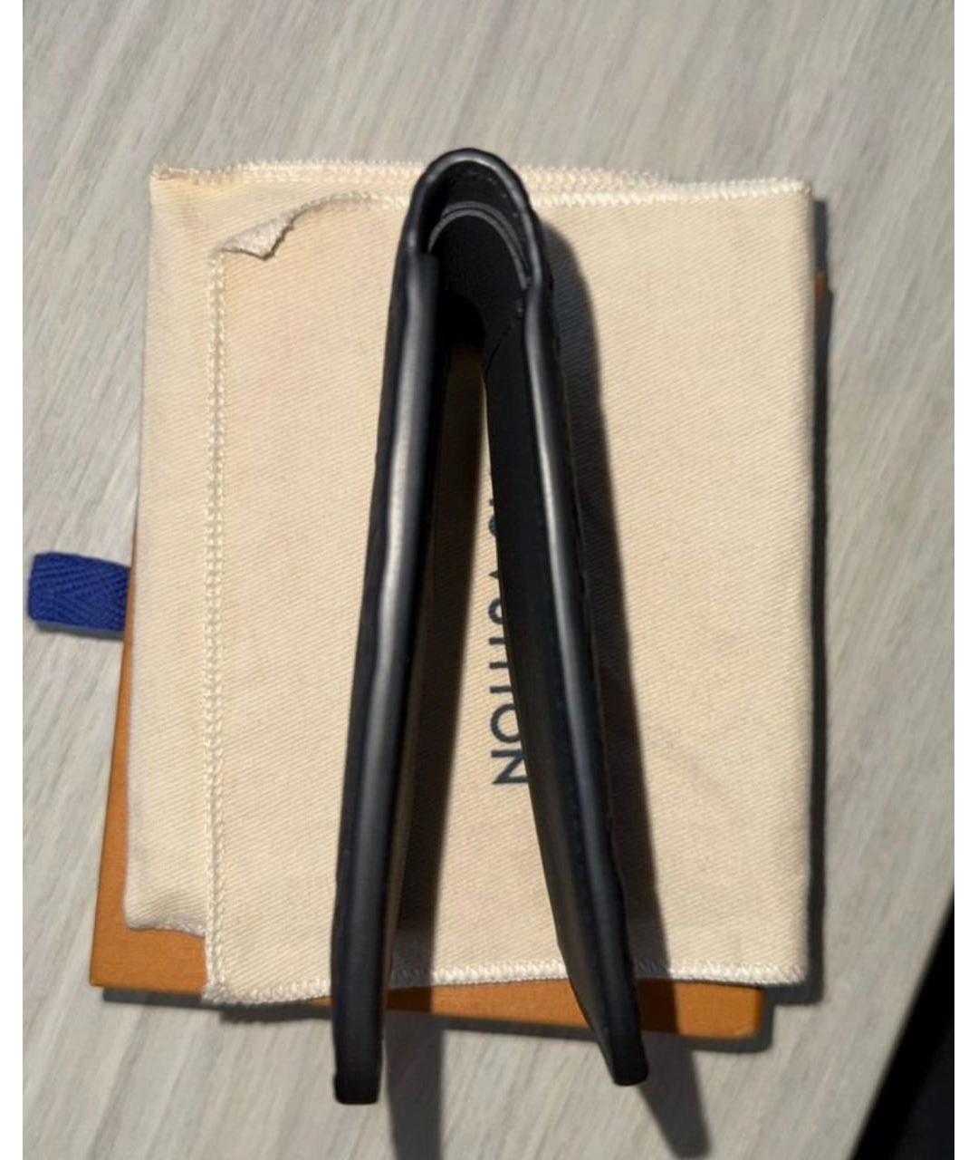 LOUIS VUITTON Черный кожаный кошелек, фото 3