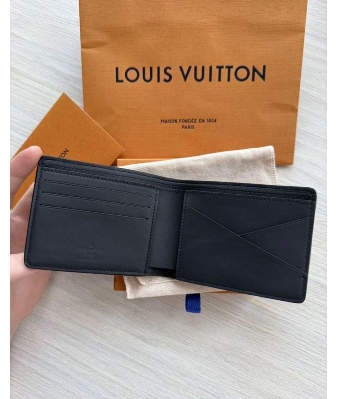 LOUIS VUITTON Черный кожаный кошелек, фото 2