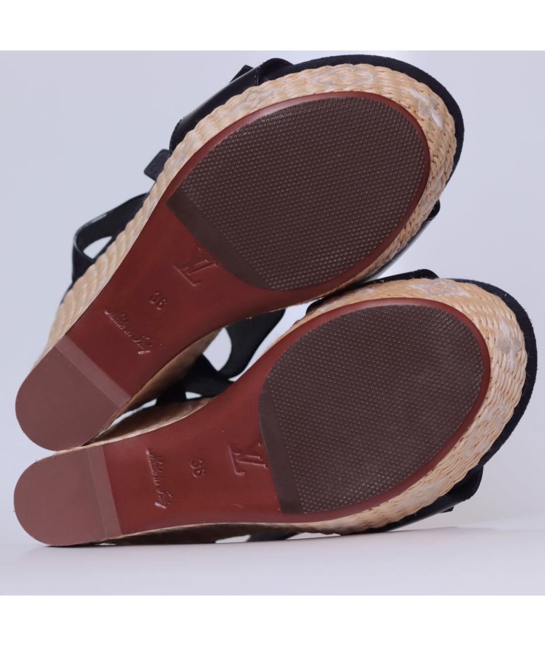 LOUIS VUITTON Темно-синие кожаные босоножки, фото 6