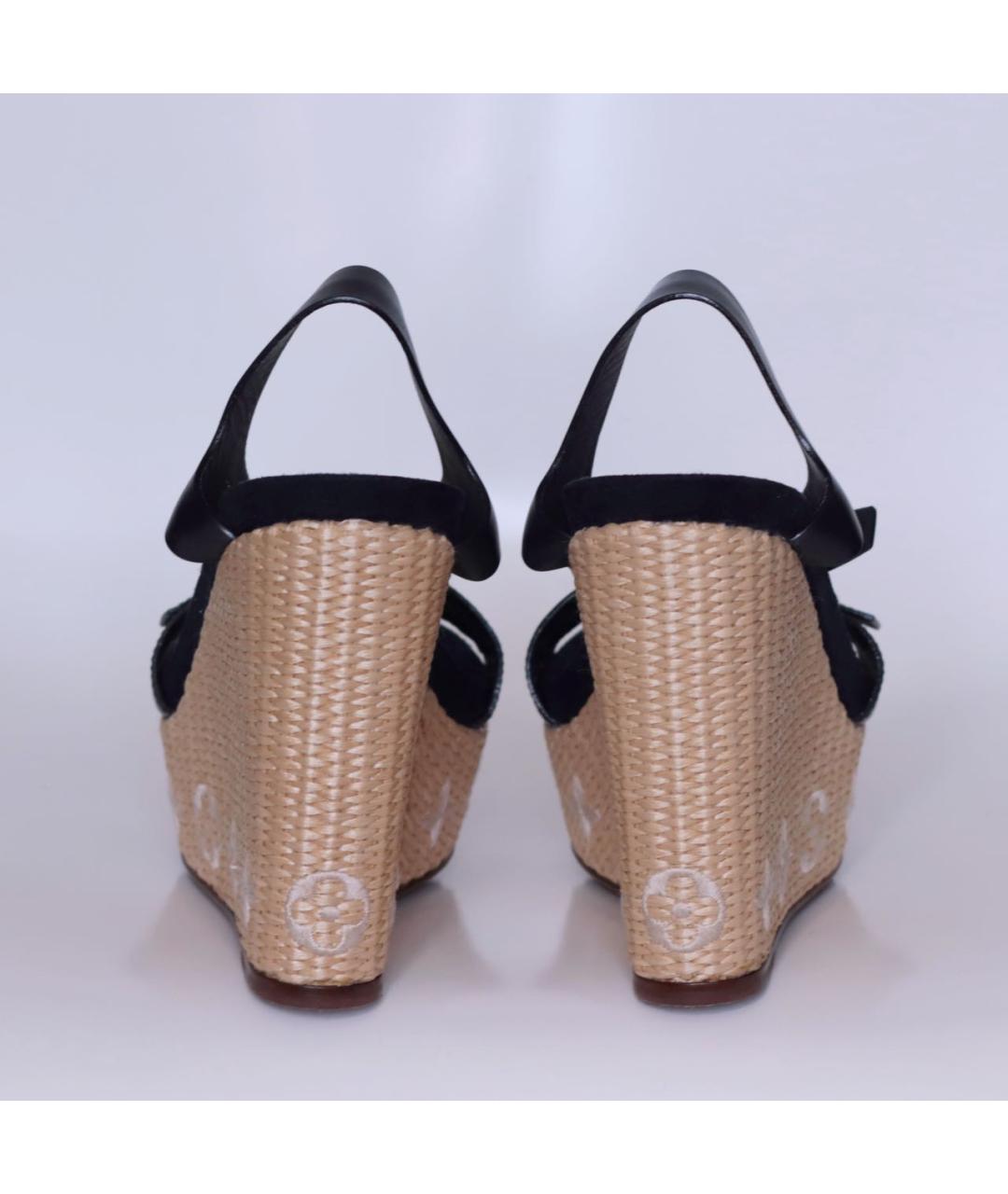 LOUIS VUITTON Темно-синие кожаные босоножки, фото 4