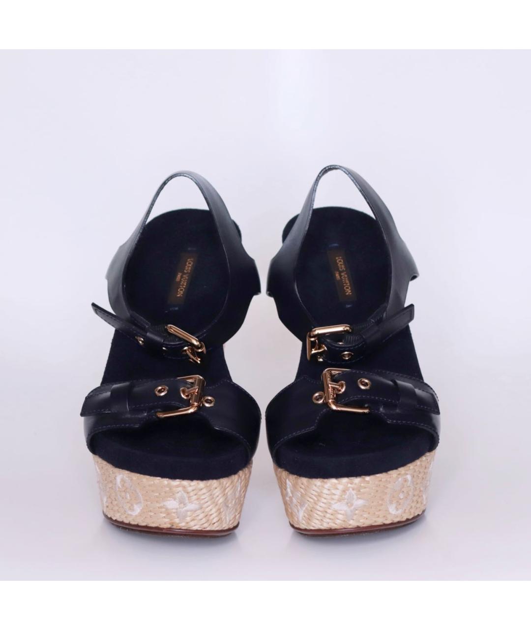 LOUIS VUITTON Темно-синие кожаные босоножки, фото 2