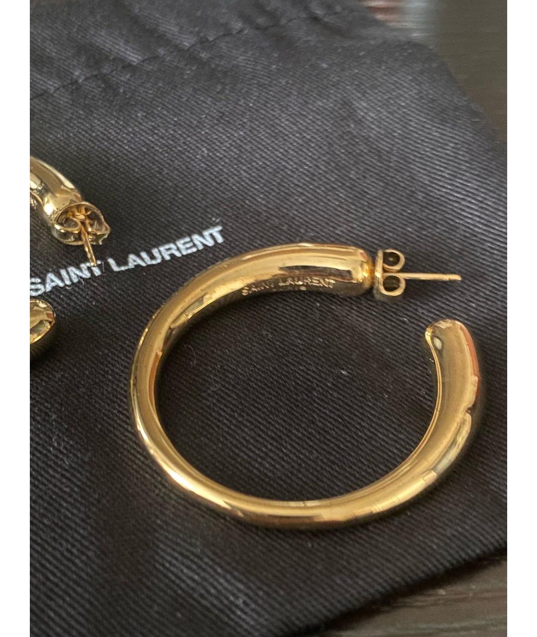 SAINT LAURENT Золотые металлические серьги, фото 2