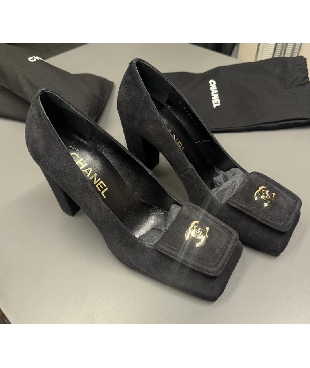 CHANEL Черные замшевые туфли, фото 2
