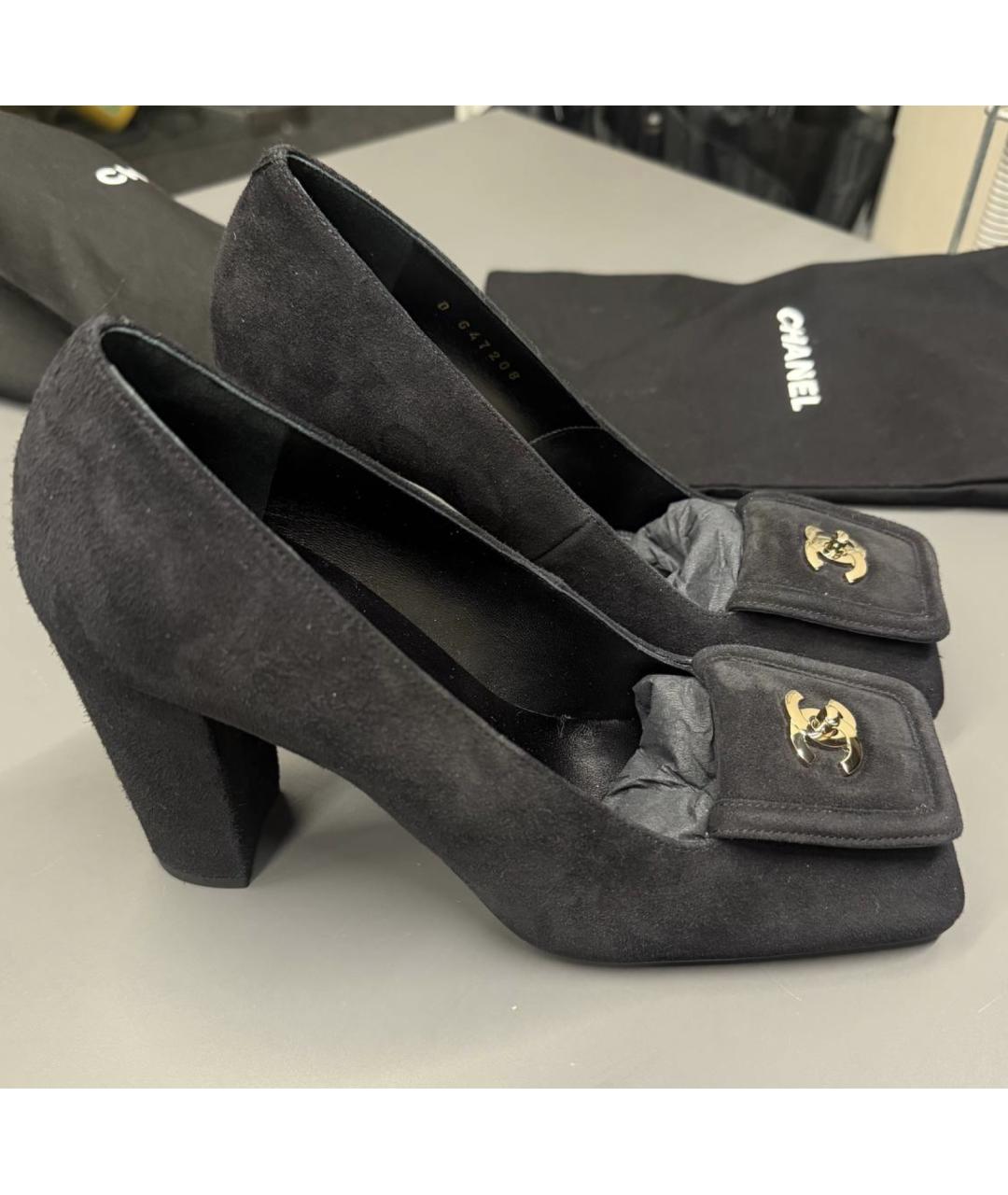 CHANEL Черные замшевые туфли, фото 3
