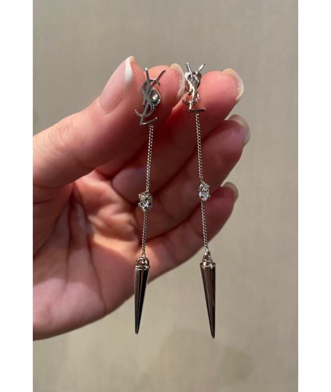 SAINT LAURENT Серебряные металлические серьги, фото 2
