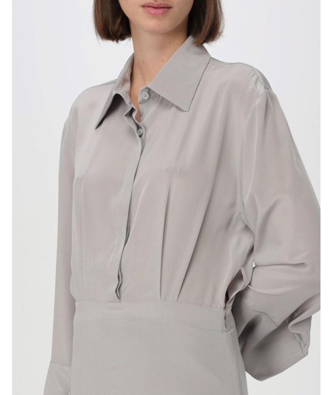 LIVIANA CONTI Серое шелковое повседневное платье, фото 7