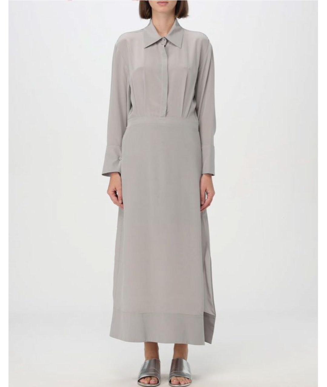 LIVIANA CONTI Серое шелковое повседневное платье, фото 8