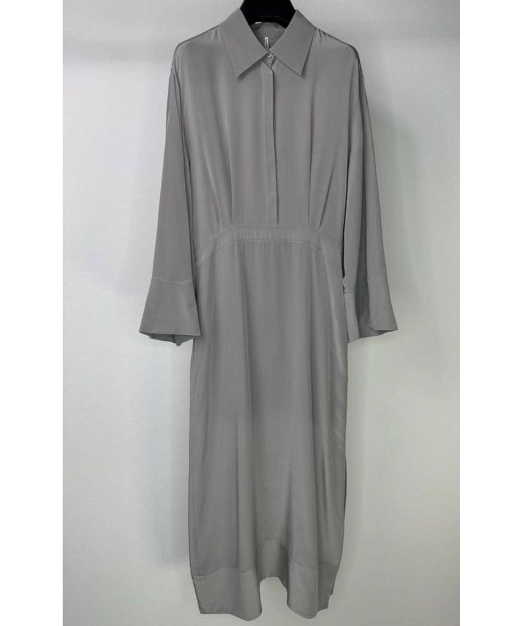 LIVIANA CONTI Серое шелковое повседневное платье, фото 9