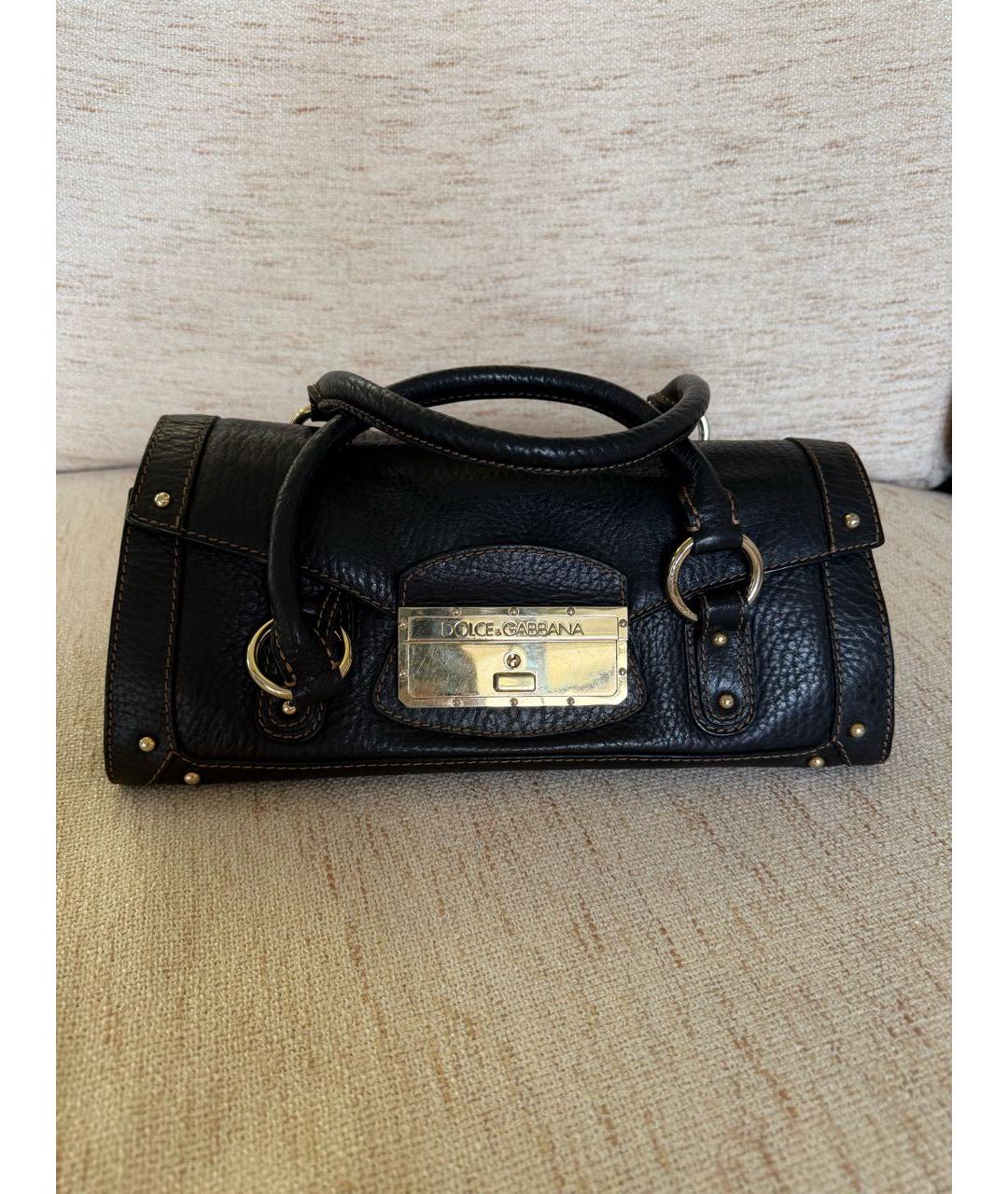 DOLCE&GABBANA Коричневая кожаная сумка с короткими ручками, фото 6