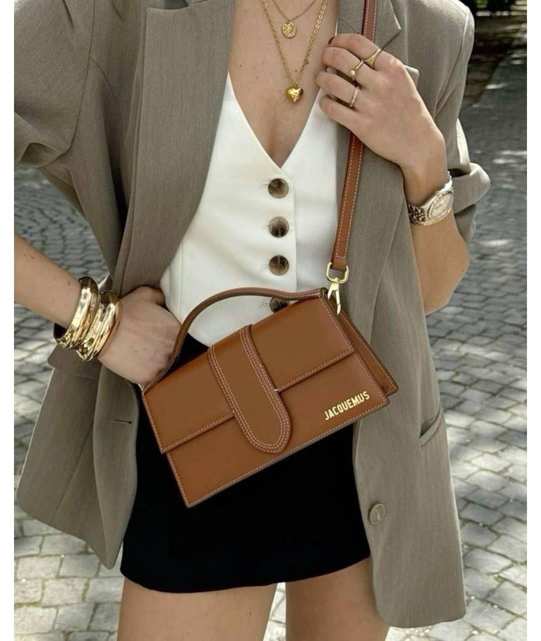 JACQUEMUS Коричневая кожаная сумка через плечо, фото 5