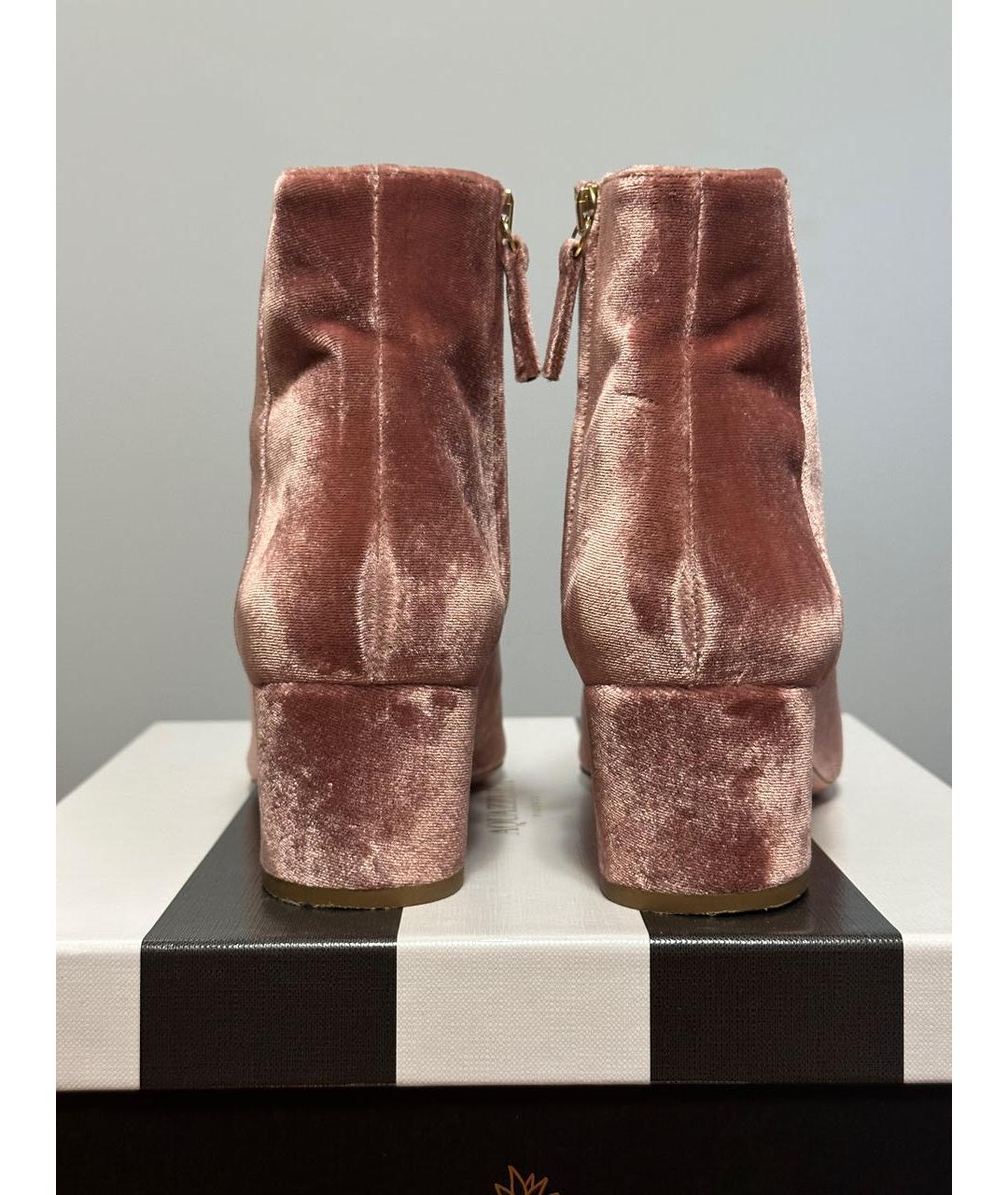 AQUAZZURA Розовые бархатные ботильоны, фото 4