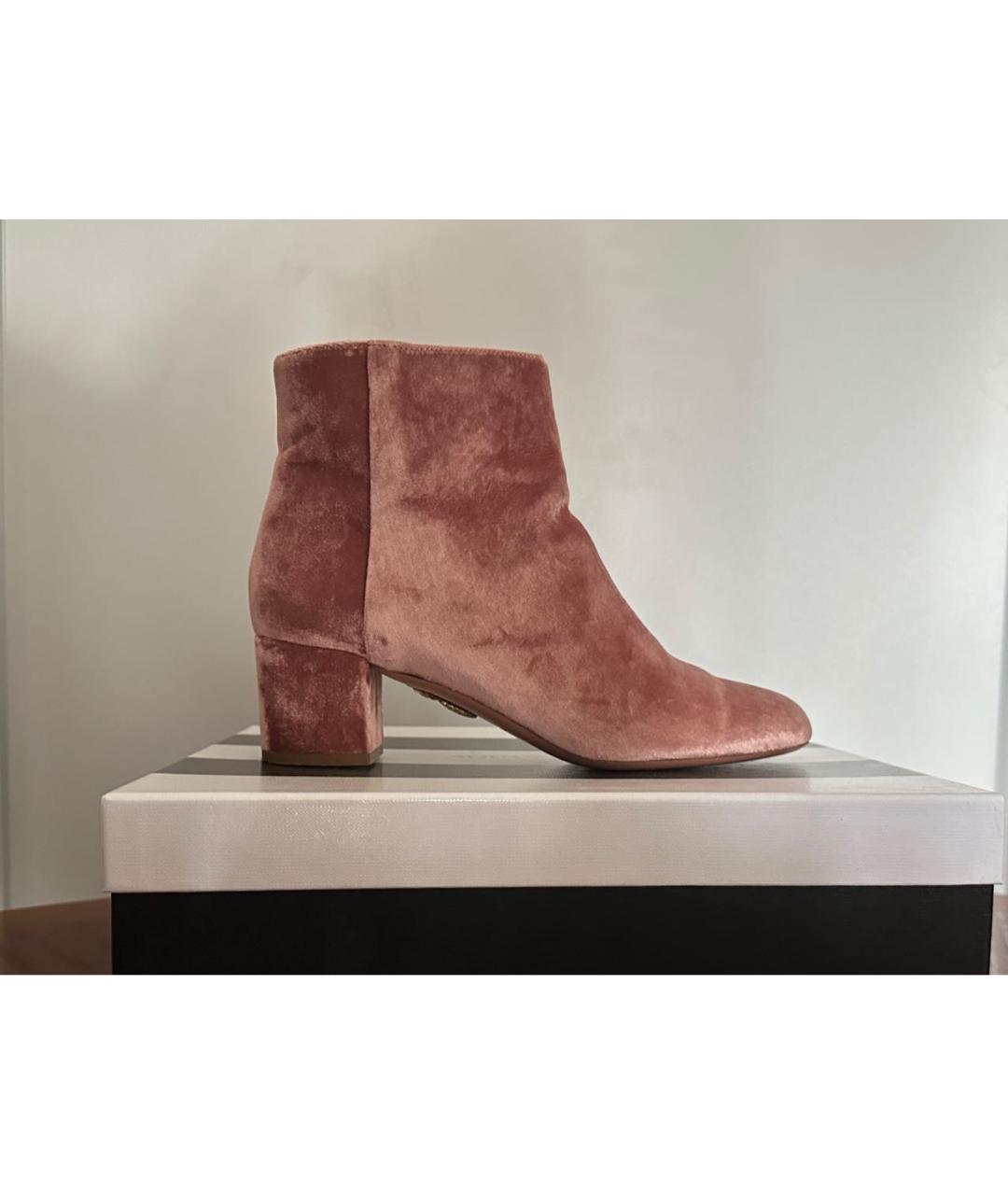 AQUAZZURA Розовые бархатные ботильоны, фото 9