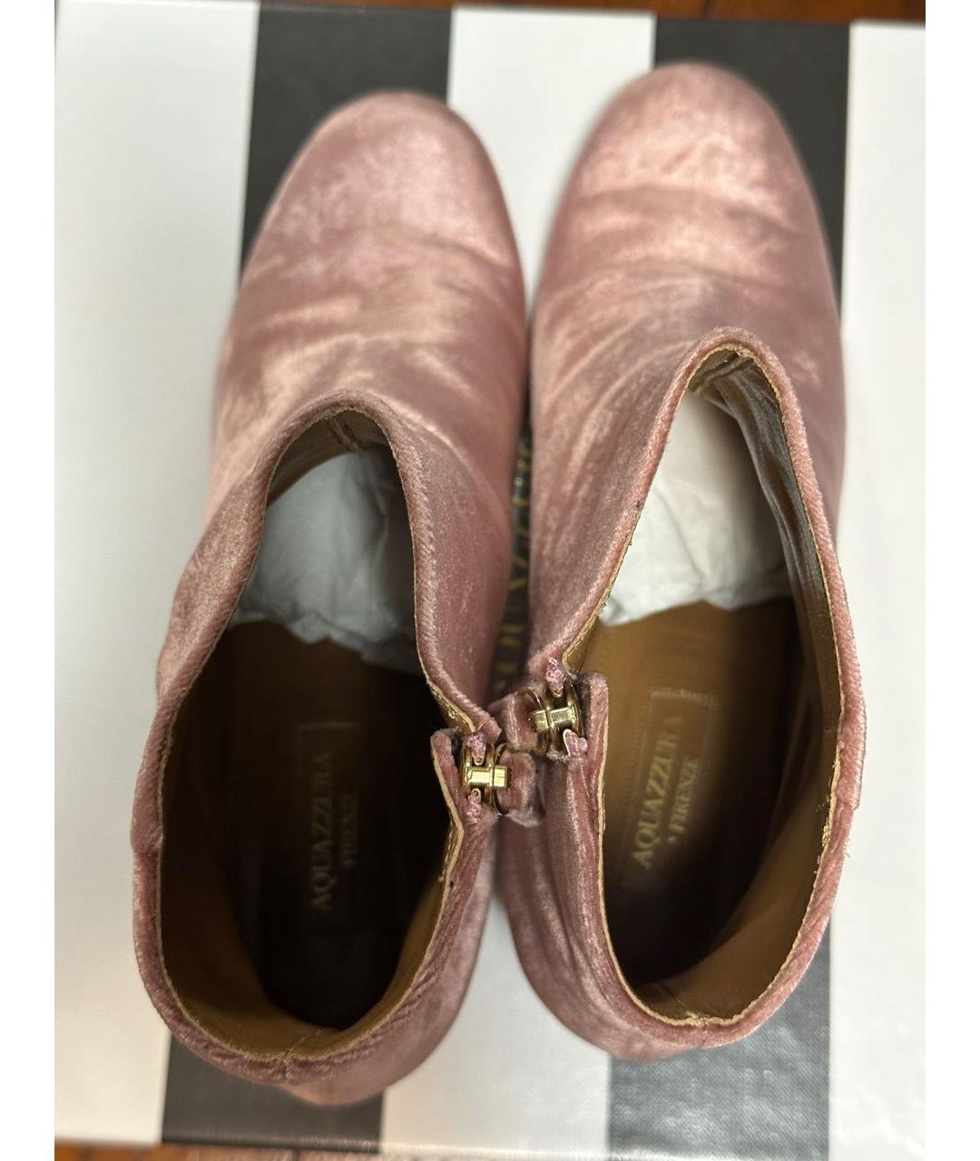 AQUAZZURA Розовые бархатные ботильоны, фото 3