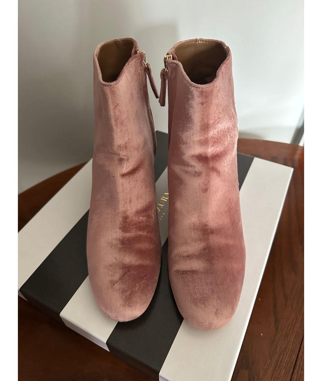 AQUAZZURA Розовые бархатные ботильоны, фото 2